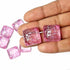 Pink Color Square Shape Acrylic Button Set Of 10